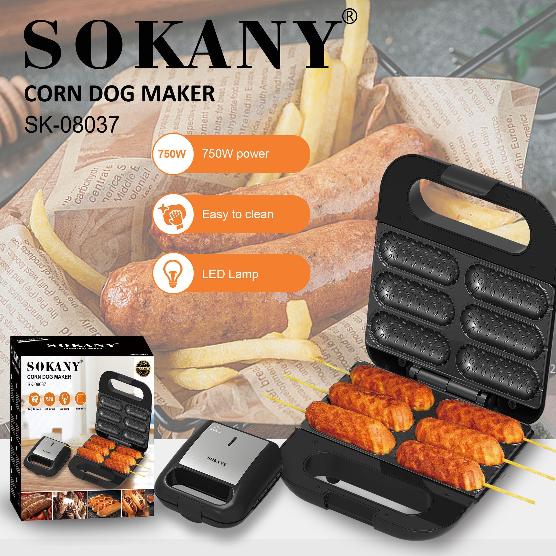 国境を越えた輸出 Sokany08037 ホットドッグマシン ソーセージマシン パンマシン ソーセージマシン Corn Dog Maker