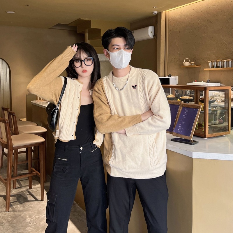 ペアルック ディズニーパーカー 長袖 レディース ロングTシャツ 秋服 男女兼用トップス セーター ニット ワンピース3