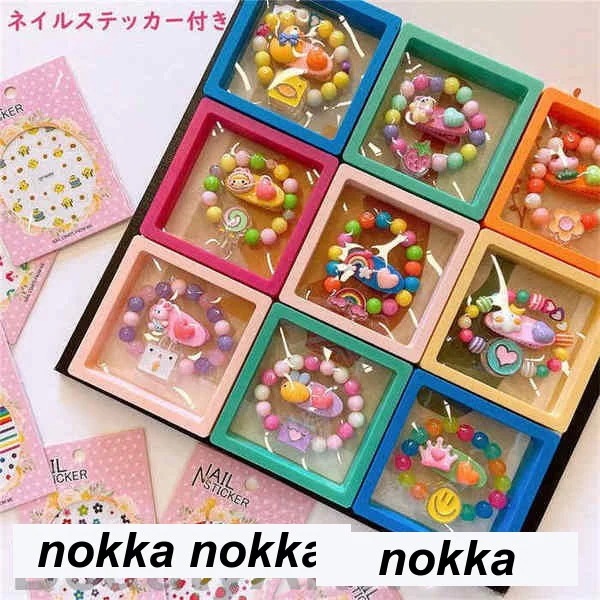 Hot!!!キッズへアアクセサリーセット ネイルステッカー付き ボックス 女の子 子供 ヘアピン ヘアアクセサリー
