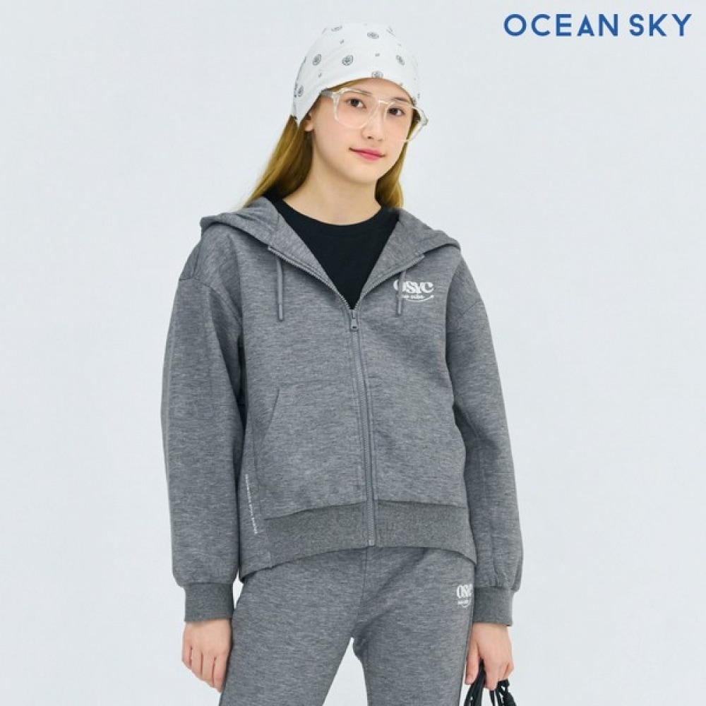 オーシャンスカイ 女児 カット装飾フードジップアップ-DEJG4362B0L