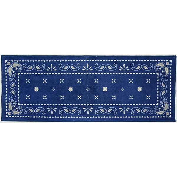 [2個セット] カキウチ ペイズリー キッチンマット 約180cm ネイビー HPC-3755