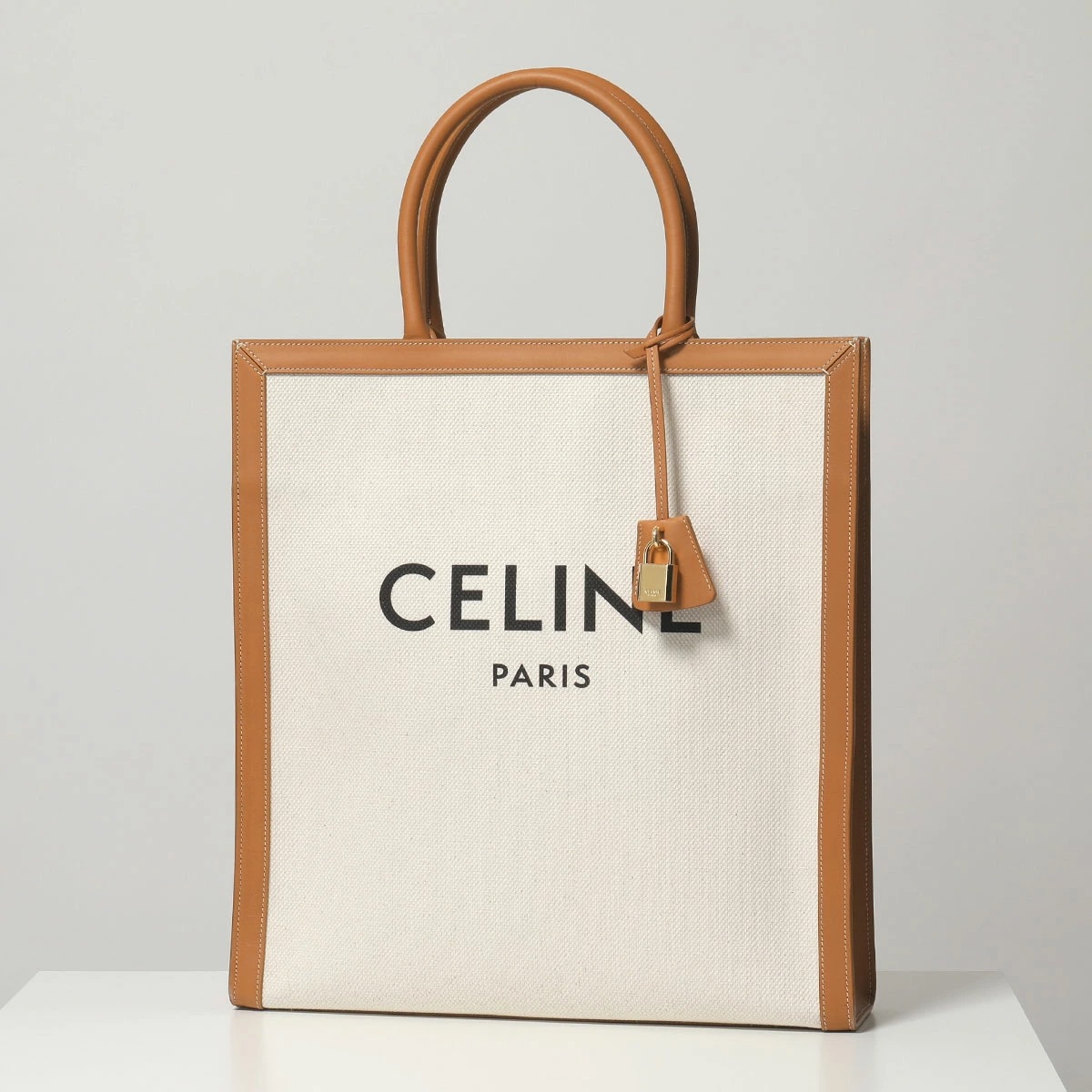 CELINE セリーヌ トートバッグ 190402BNZ.02NT レディース 鞄 Vertical Cabas カバ バーティカル キャンバス×レザー Natural-Tan
