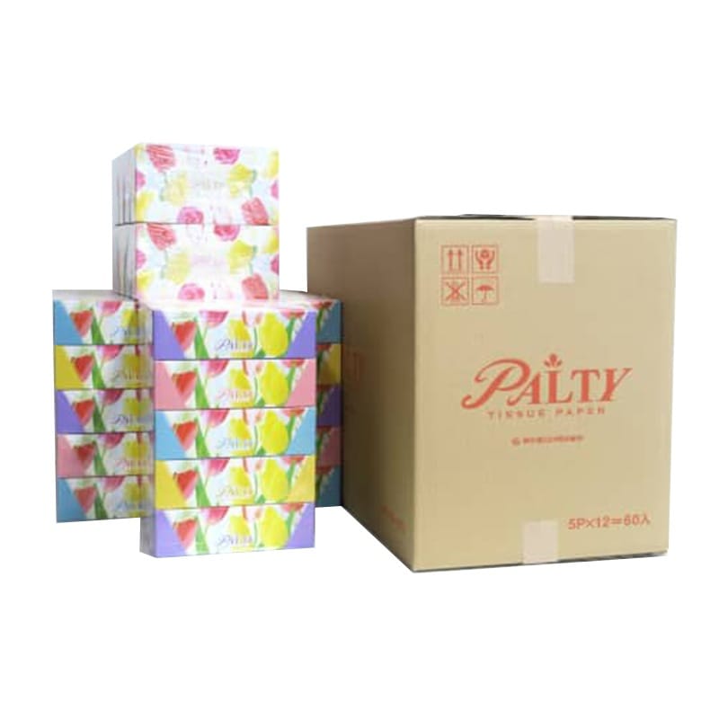 箱ティッシュ 田子浦パルプ BOX PALTY 180W 5箱入り X12パック
