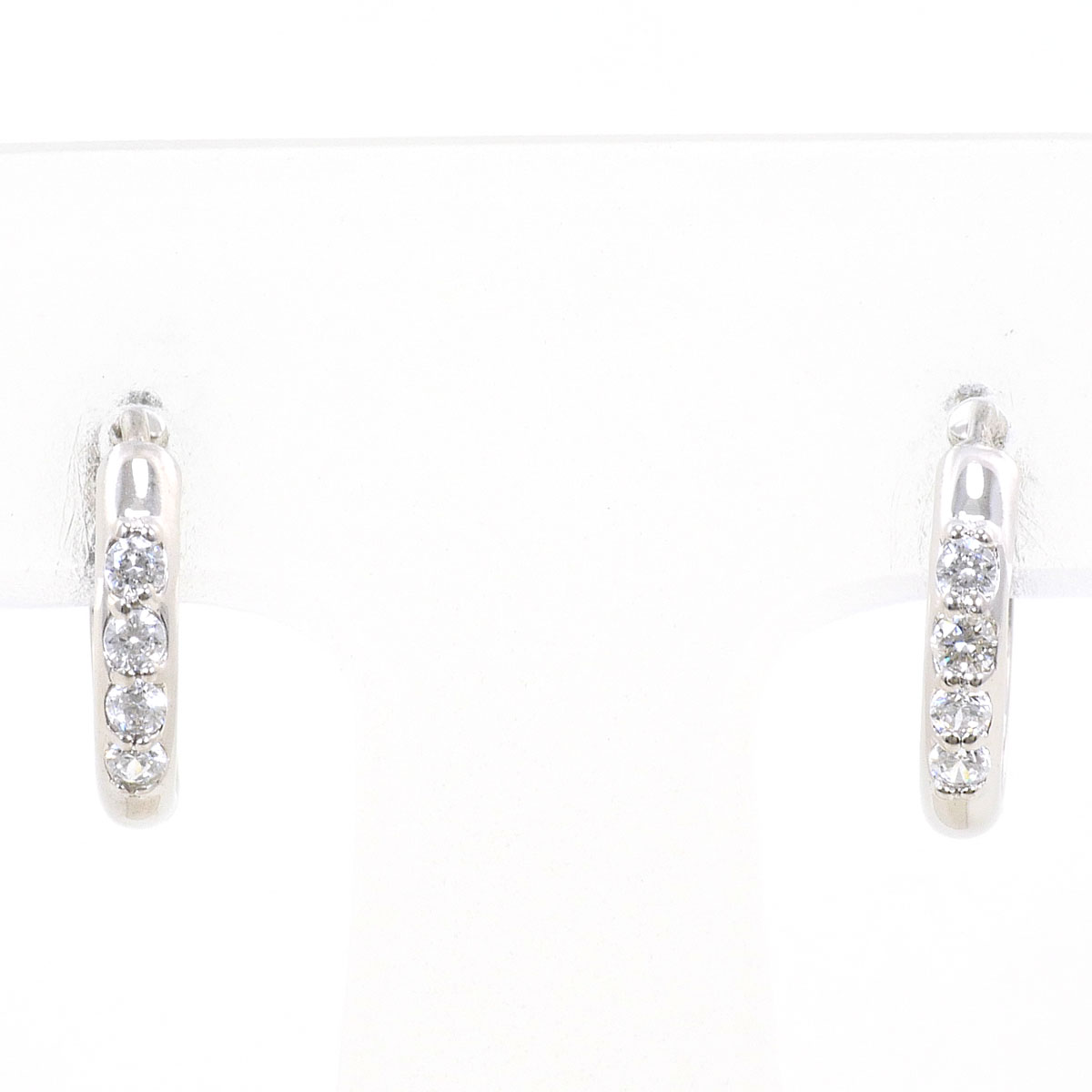 K10 10金 WG ホワイトゴールド ピアス ジルコニア 総重量約1.0g 中古