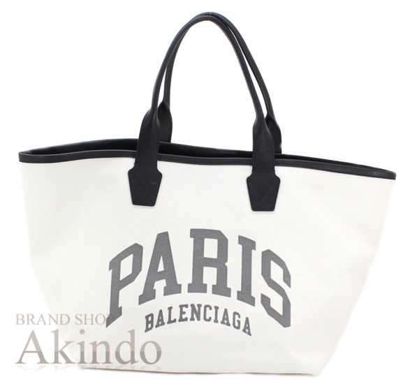 【新品】BALENCIAGA PARIS ジャンボトートバッグ バレンシアガ マザーズバッグ 大容量 ボストン ホワイト キャンバス レザー 革 メンズ レディース カバン 689271 軽量 便利