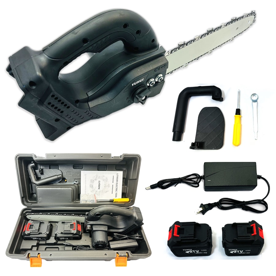 充電式　電動チェンソー コードレス 12インチ　30cm切段物径 軽量 強力 木工切断 枝切り 薪作り　バッテリー2個付き