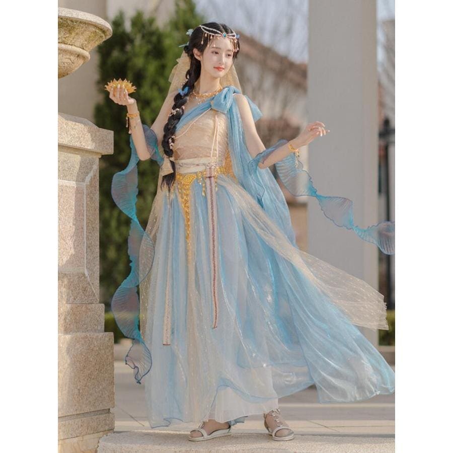 アラビアン衣装 古典舞踊ダンス衣裳 中華 飛天 天女 飄々 ダンス 衣装 セット アラジン ジャスミン風 衣装 光沢 きらきら 超可愛い アラビアン お姫様 コス30%までに制限