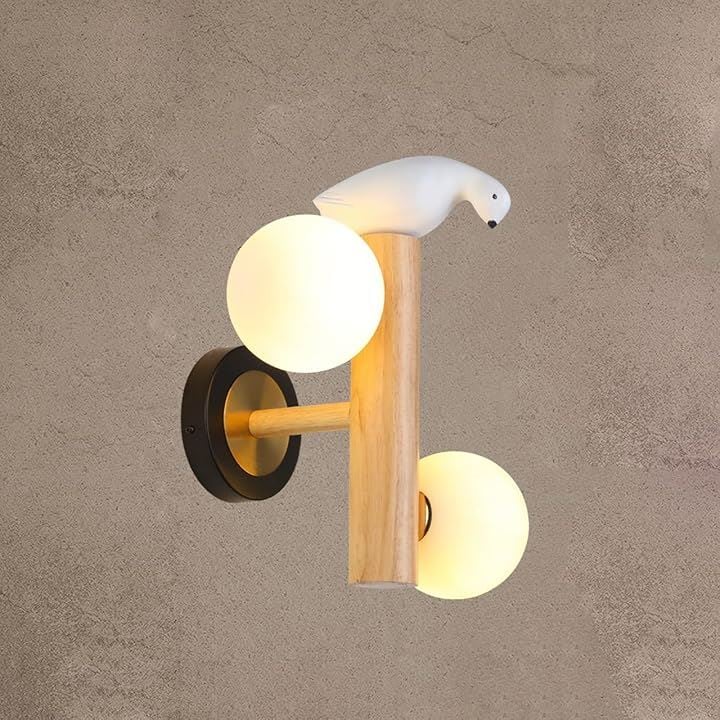 KY LEE ブラケットライト ウォールライト 樹脂鳥 壁掛け取付照明 玄関照明 ウォールランプ 壁掛け照明 木 室内照明 レトロ 廊下 トイレ こども部屋 寝室(WAL-1029)