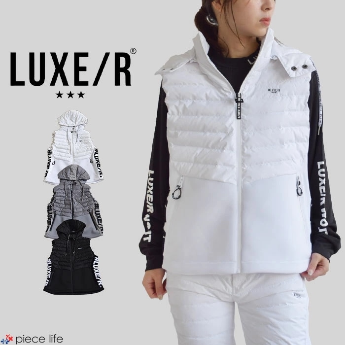 【2025秋冬新作】LUXE/R ラグジュ ゴルフ アウター ダウンベスト スポンジボンディング ベスト ダウン フェザー 切り替え フード付 メンズ レディース 46131