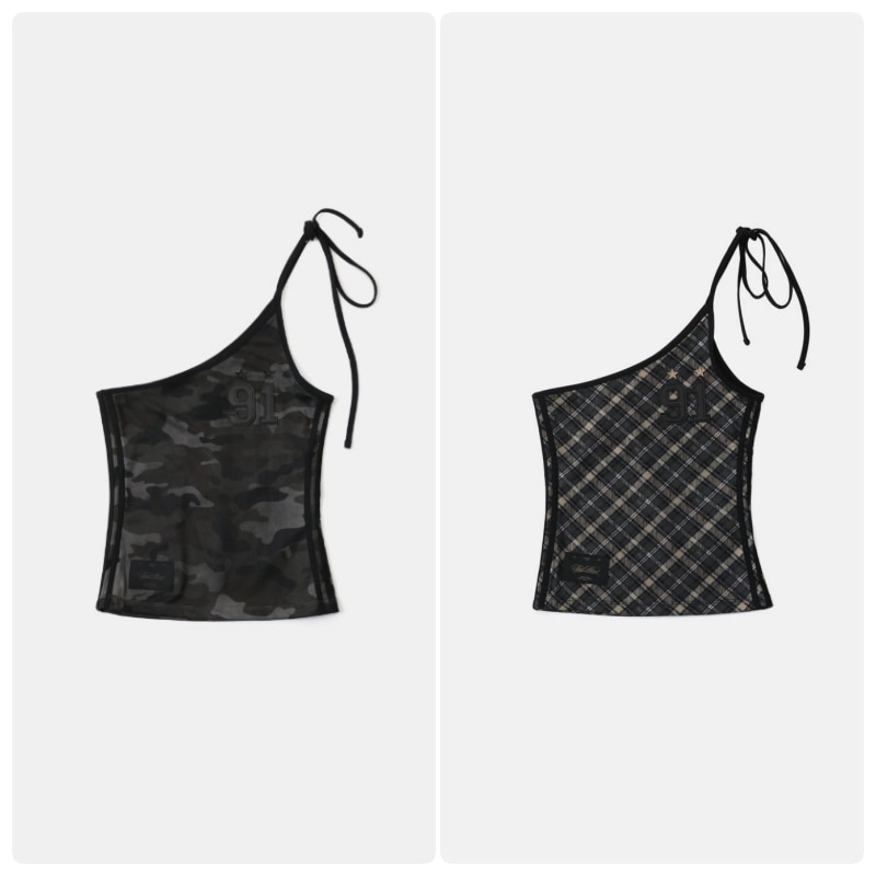 【BADBLOOD】 [AQUA] VINTAGE CLUB ONE SHOULDER TANK : 2COLORS