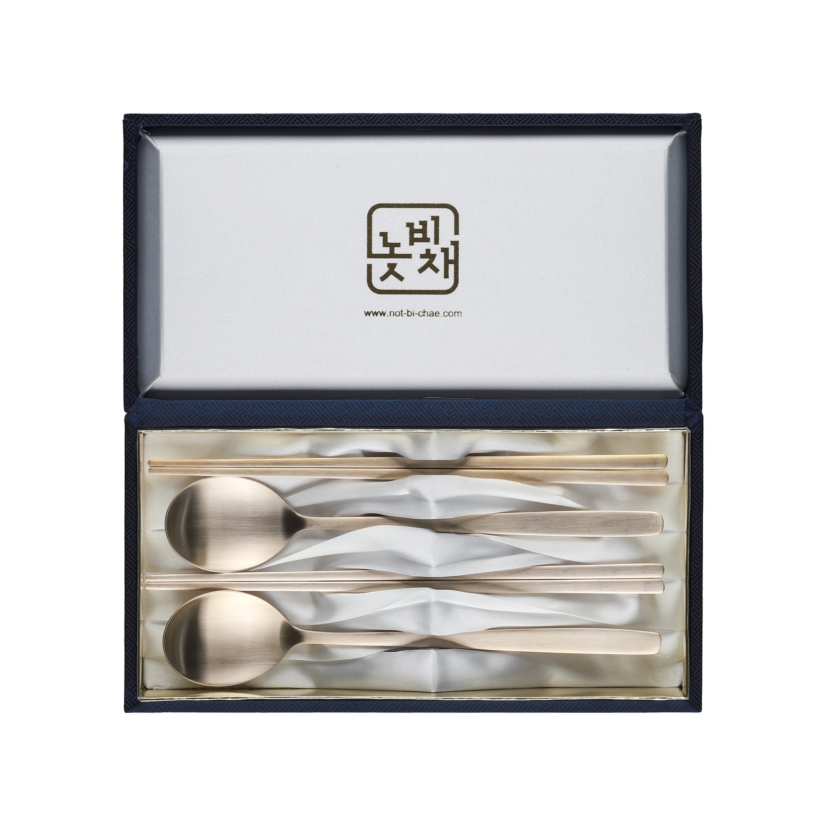 [Notbichae] プレミアム真鍮製品カトラリースプーン箸セット韓国の伝統的な手作り食器BANGJJAYU GIギフトボ