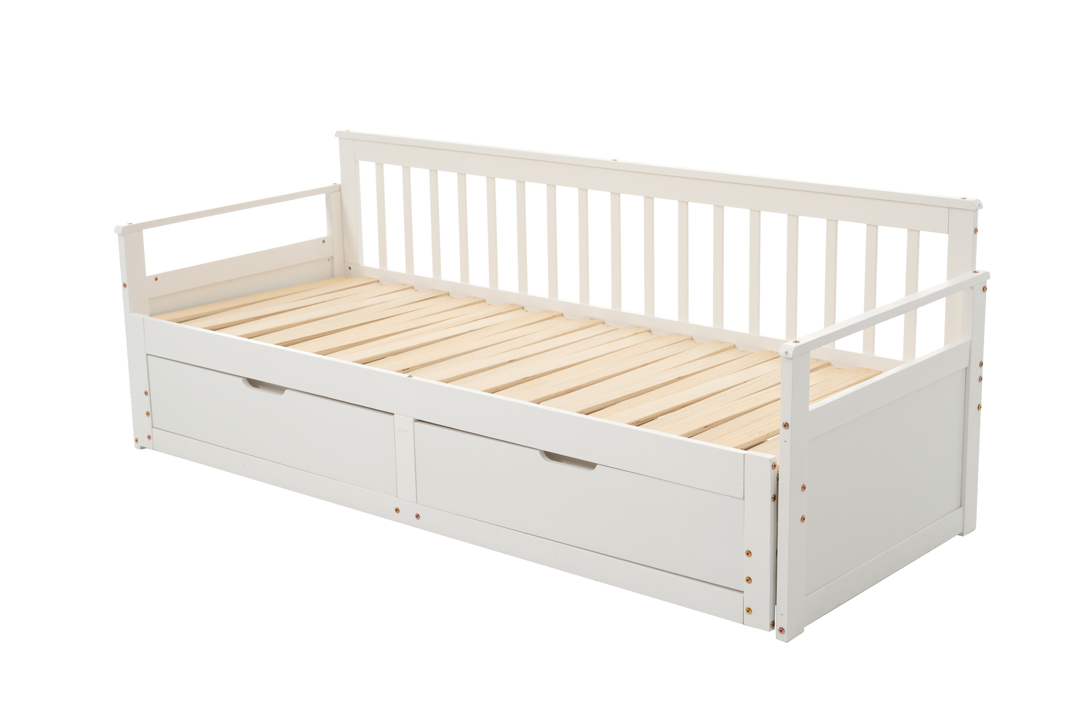 【国内倉庫在庫急速出荷】ソファベッド ディベッド 伸長式ベッド 木製 引き出し付き 収納付き おしゃれ 2way 天然木 パイン材 すのこ仕様【ホワイト】