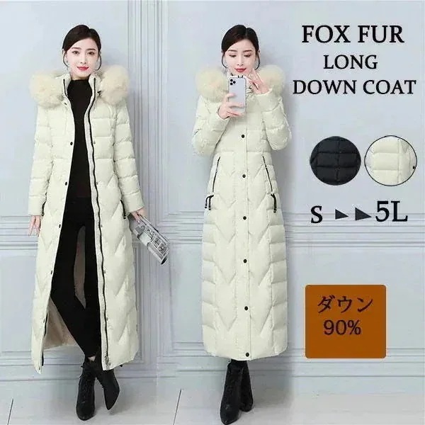ダウンコート 90％ダウン レディース 贅沢ラクーンファーロングダウンコート ロングコート ファーコート 大きいサイズ フード付き ダウン 防寒コート S~5L 冬 ギフト 30代 40代 50代 ミ