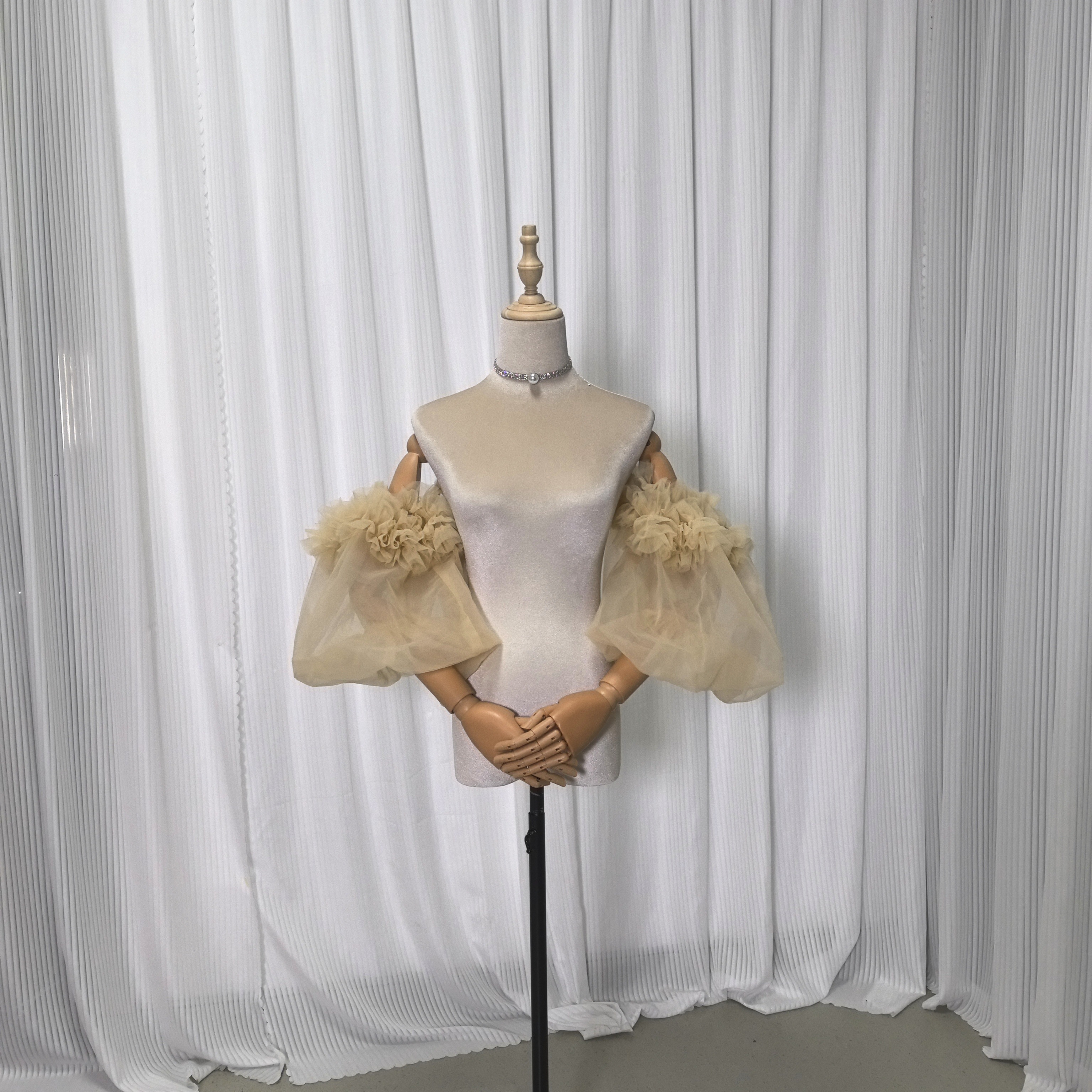 イエロー パフスリーブ ソフトチュール ストレッチ 可愛い ラッフルフリル 結婚式 前撮り 8,462円