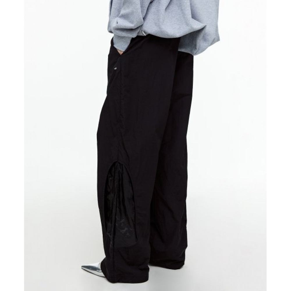 ファレットカットアウトレイヤードストリングパンツブラック