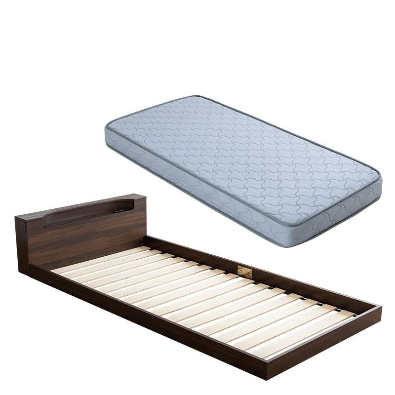 フロアベッド マットレスセット ボンネルコイルマットレス ロータイプ セミダブル すのこベッド ロー ベッド 親子ベッド LEDライト 子供 連結可