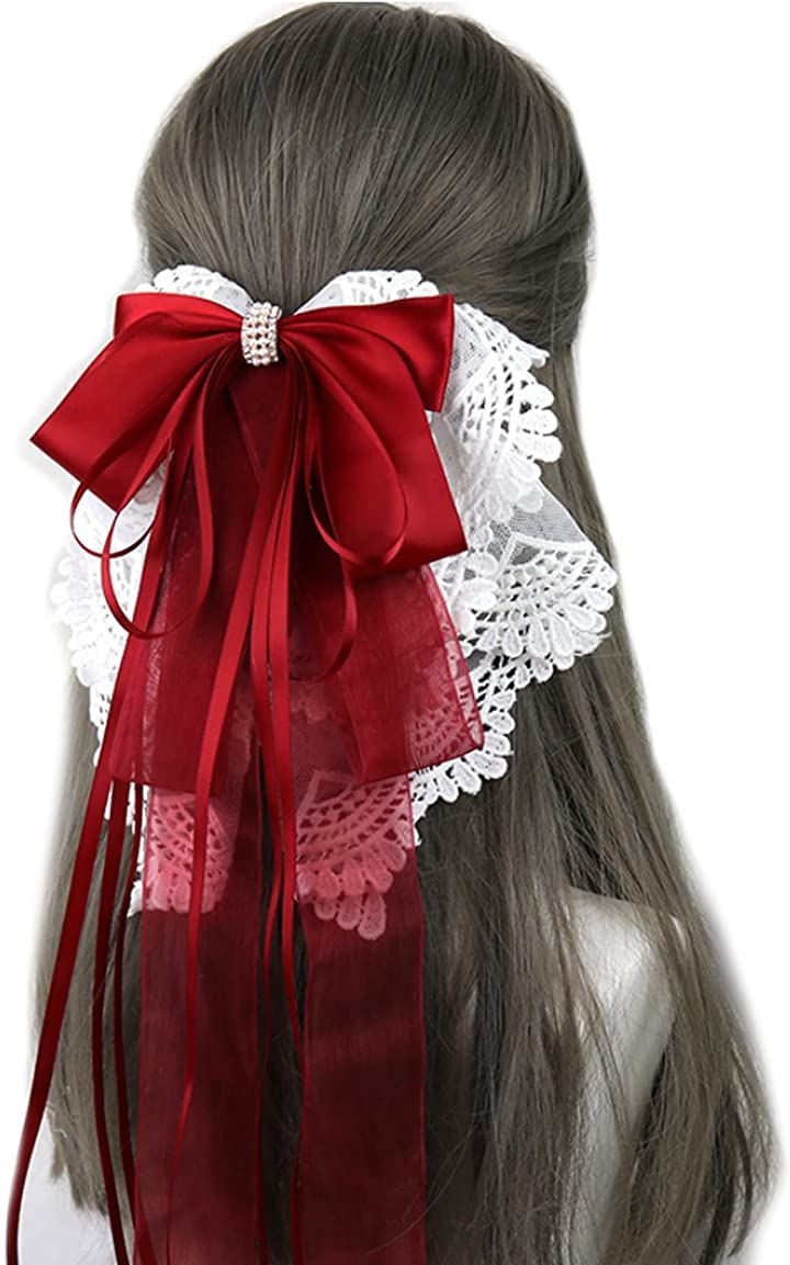 公式ショップ 大きめリボン ヘアバレッタ ブラック バレッタリボン 髪飾り コスプレ ロリータ