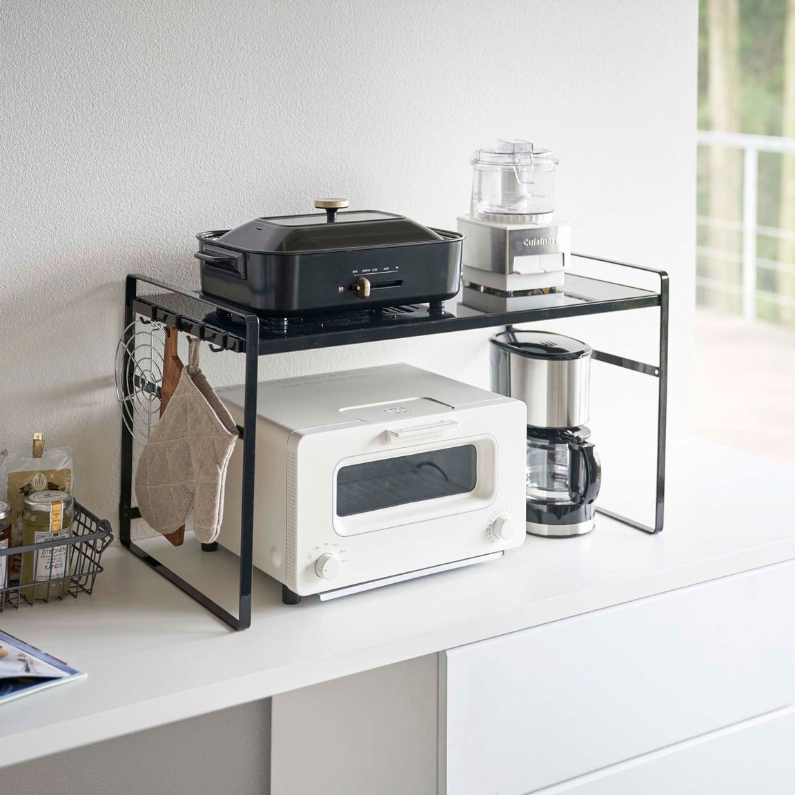 キッチン収納 TOWER タワー トースターラック ワイド ブラック
