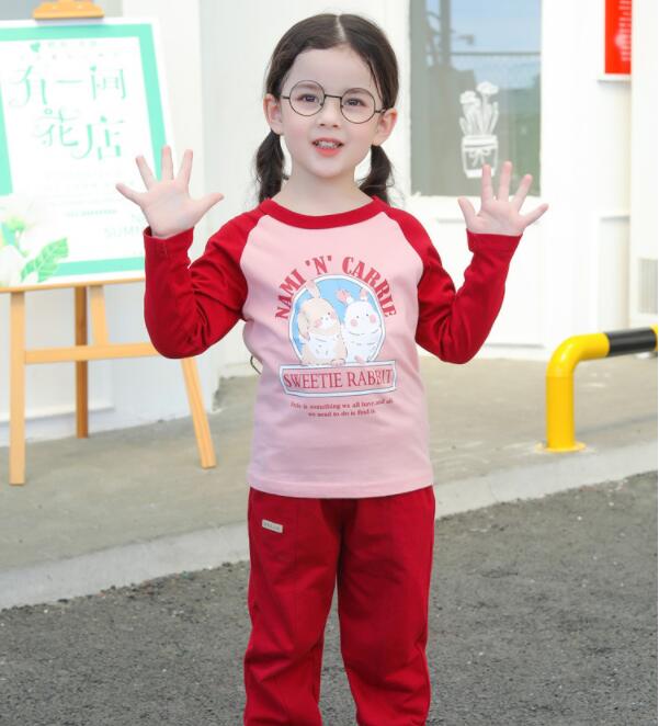 春秋新しい 韓国のファッション 女の子子供服 936 かわいい キャラクタープリントの長袖tシャツ 出産祝い