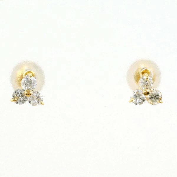 K18 18金 YG イエローゴールド ピアス ダイヤ 0.125 ×2 ジュエリー 中古