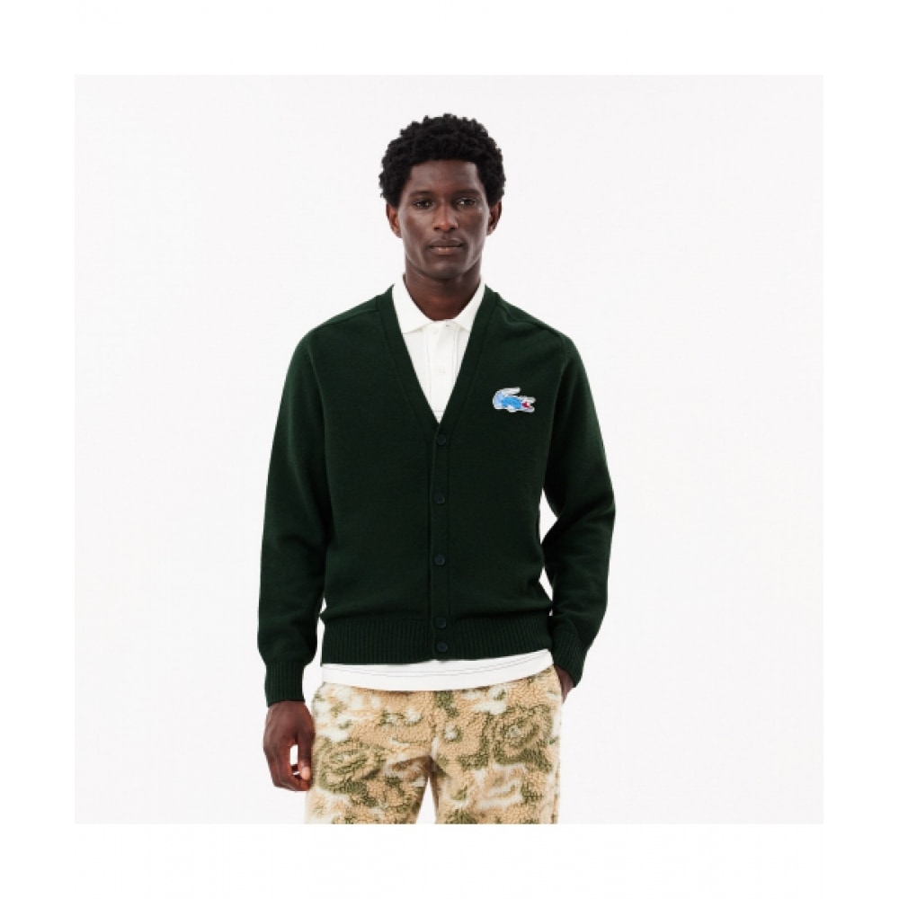 LACOSTE メンズホリデーカーディガン [ダークグリーン]