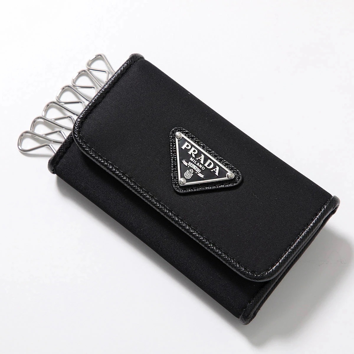 PRADA プラダ キーケース 1PG222 UZO レディース フック トライアングルロゴ 6連 ナイロン F0002/NERO 1PG222UZOF0002