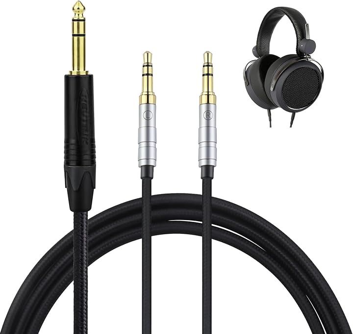 TC3.5 ヘッドホンケーブル リケーブル イヤホンヘッドホン用 SONY用 Hifiman用 HE4XXHE-350HE1000に適合 OFC 4芯 3極x2( 6.35mm)