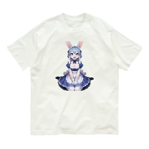 【文字入れ可能受注生産】ウサギの女の子　メイド　ケモナー　おかりなさい オーガニックコットンTシャツTシャツ