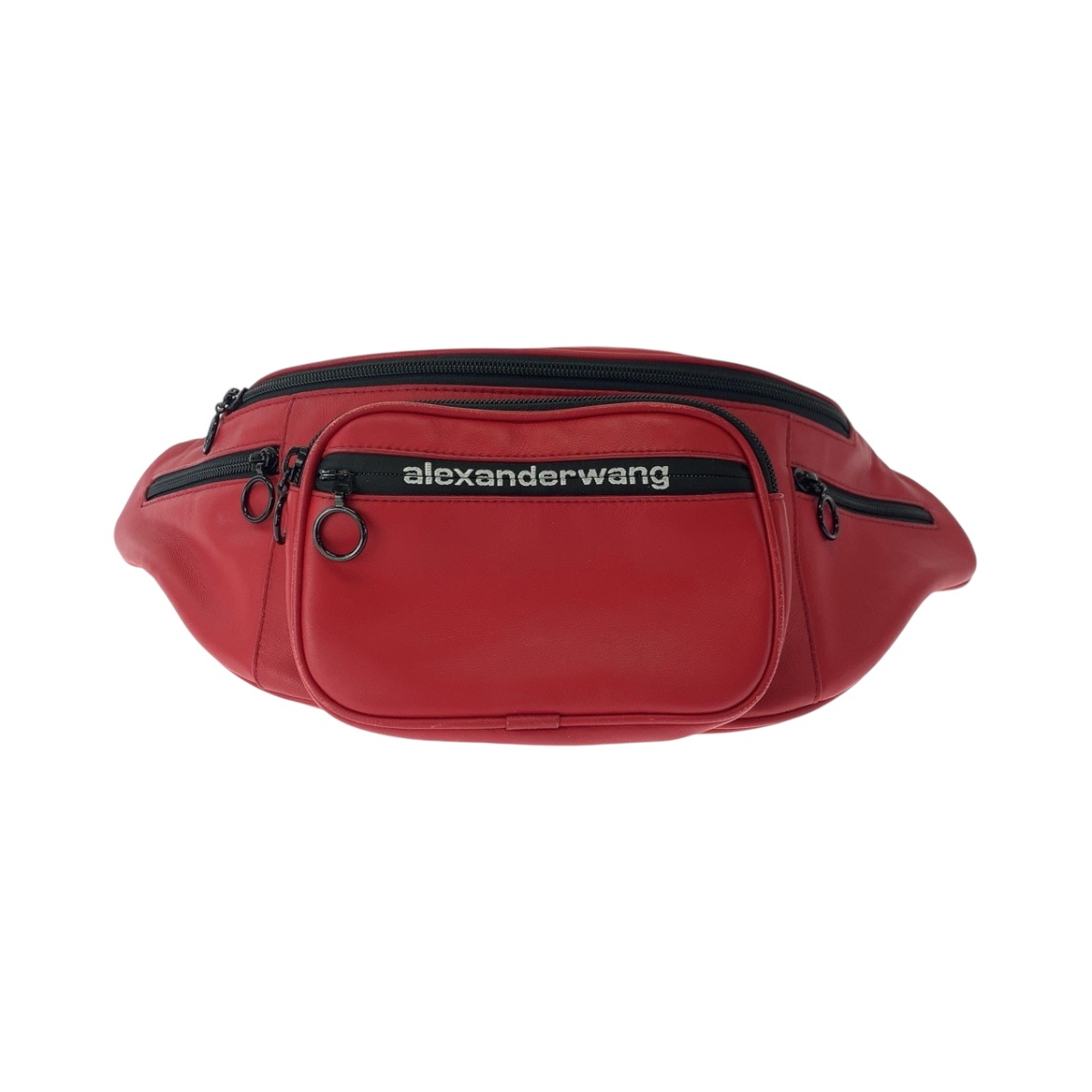 美品 アッティカ ファニーパック 男女兼用 レッド ブラック ブラック金具 レザー ウエストバッグ バムバッグ メンズ 502036