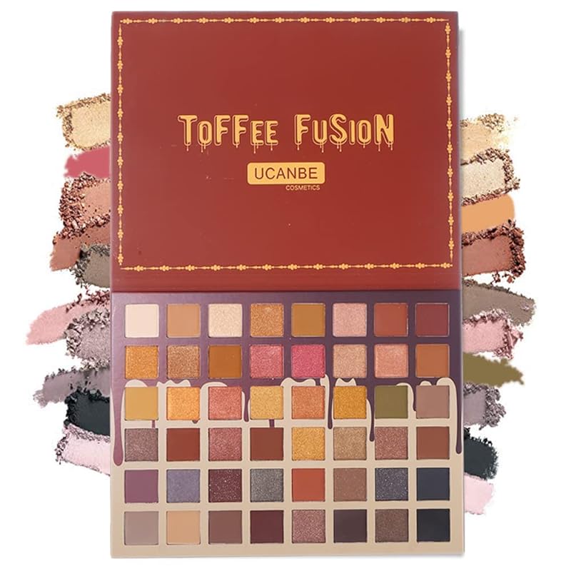 UCANBE48色アイシャドウパレット 高発色アイシャドウ 着色良い 舞台メイク シマー ラメ メイクパレット パーティーアイシャドウ 防水長持ち 日常も適応#2(トフィー フュージョン)