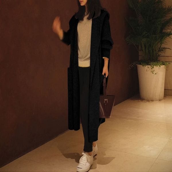 アウター コート ライトジャケット ロングジャケット フード付 コーディガン 膝丈 ひざ丈 ミディアム丈 半端丈 長袖 ストレート ルーズフィット フード付き ファスナー ポケット 前開き かわいい