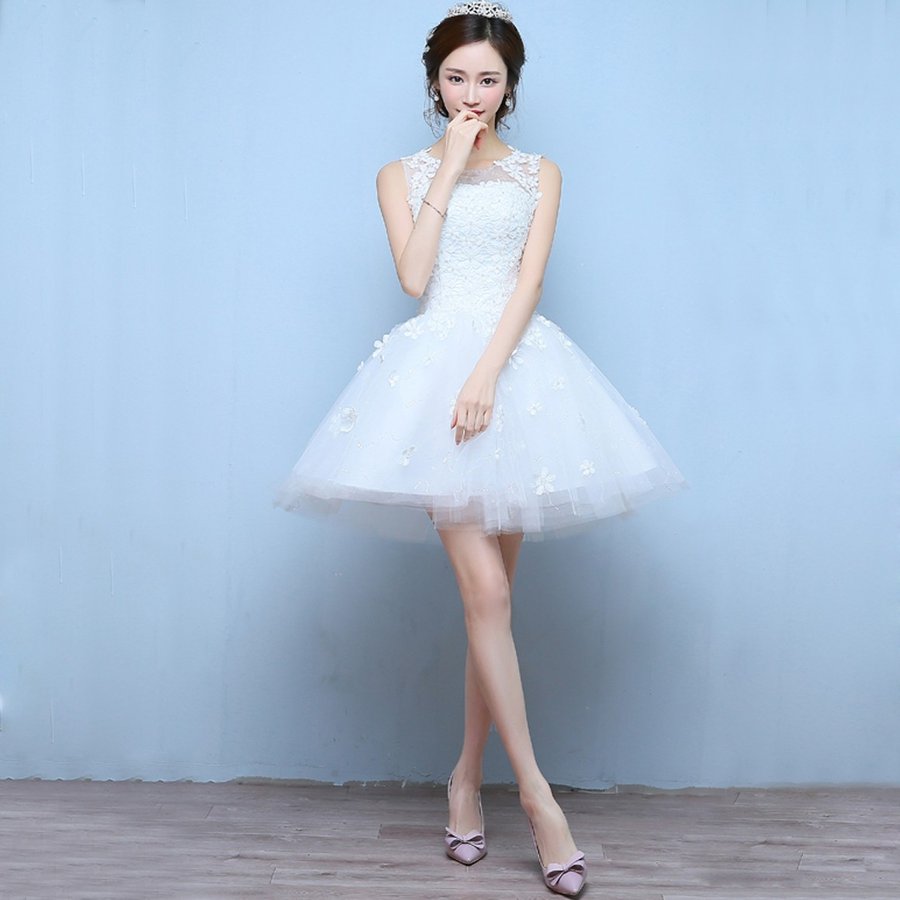 ミニドレス 白 ウェディングミニドレス 結婚式 安い 花嫁 ウェディングドレス 披露宴 プリンセス パーティードレス 二次会 ミニ 演奏会 コンサート 発表会