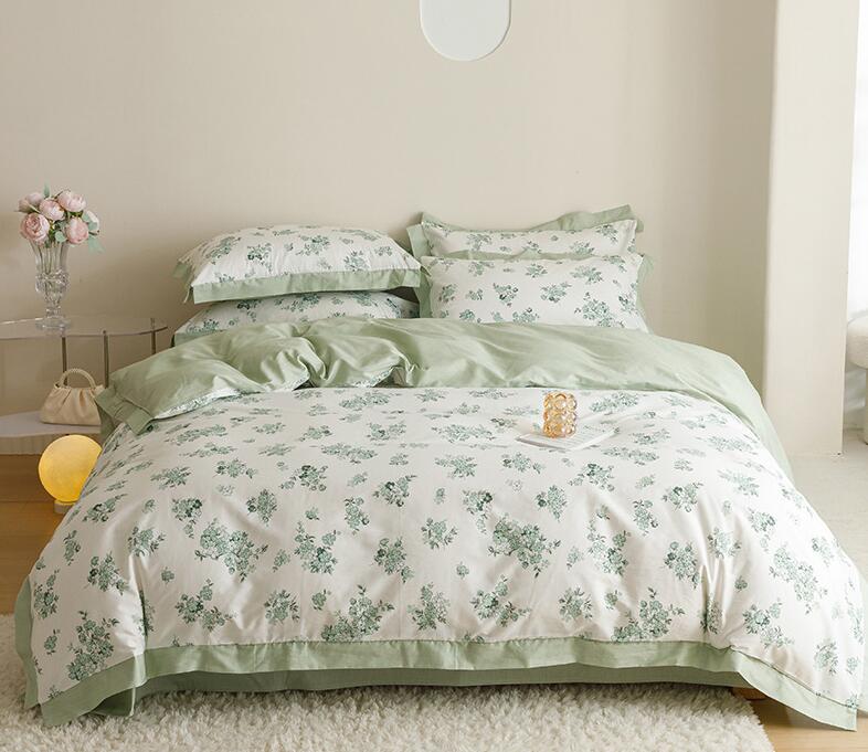 【限定SALE】寝具カバーセット 花柄 4点セット 綿100% ダブル フラットシーツ/ボックスシーツ 可愛い フリル付き 布団カバー 掛け布団カバー 枕カバー 通気性 速乾 防ダニ 肌に優しい 四季 7,648円