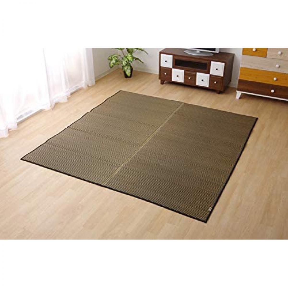 【I】【代引不可】い草ラグ カーペット 1.5畳 国産 Fソリッド ダークブラウン 約140×200cm (裏:ウレタン) 8213260【北海道・沖縄・離島不可】cm 裏貼りなし 上敷 ラグ 水洗い