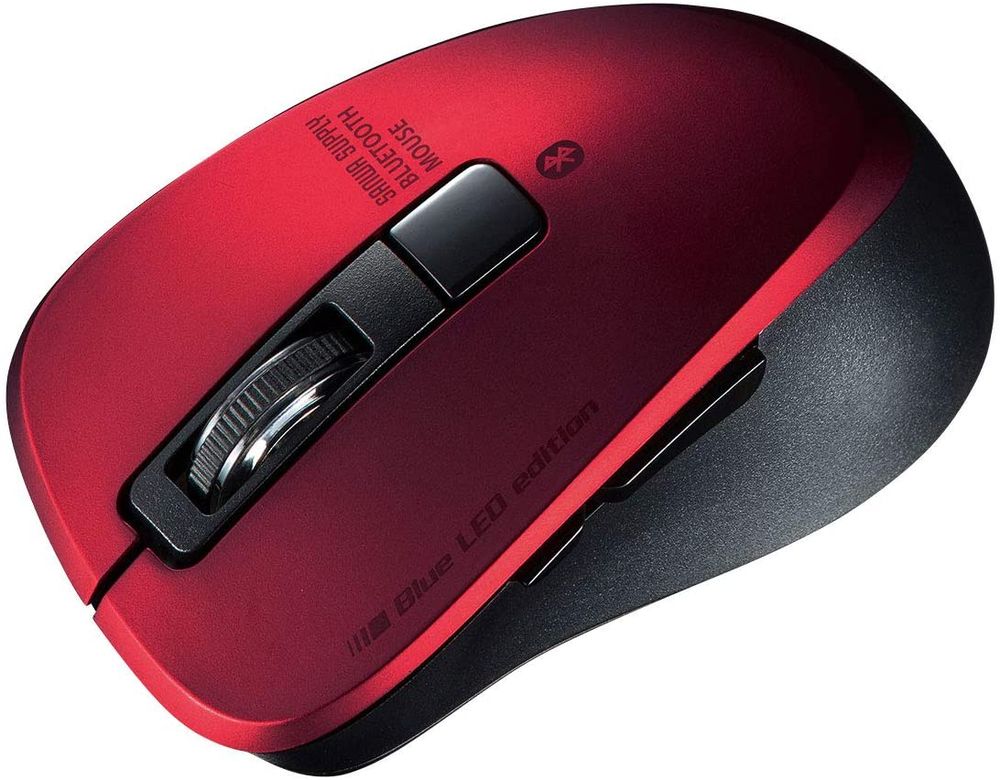 （まとめ買い）静音Bluetooth 5.0 ブルーLEDマウス 5ボタン 2400dpi（3段階切替） 小型 レッド MA-BTBL155R [x3]