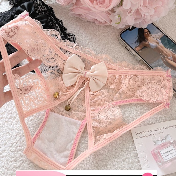 【1点ご購入 で10点プレゼントいたします】レース股間透かし蝶ネクタイパンツ少女ローウエスト三角パンツ