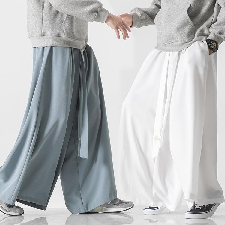 新品掲載！ルーズパンツ メンズ バギーパンツ エスニック ボトムス ワイドパンツ 刺繍 蓮 きれいめ ウェストゴム 春 夏