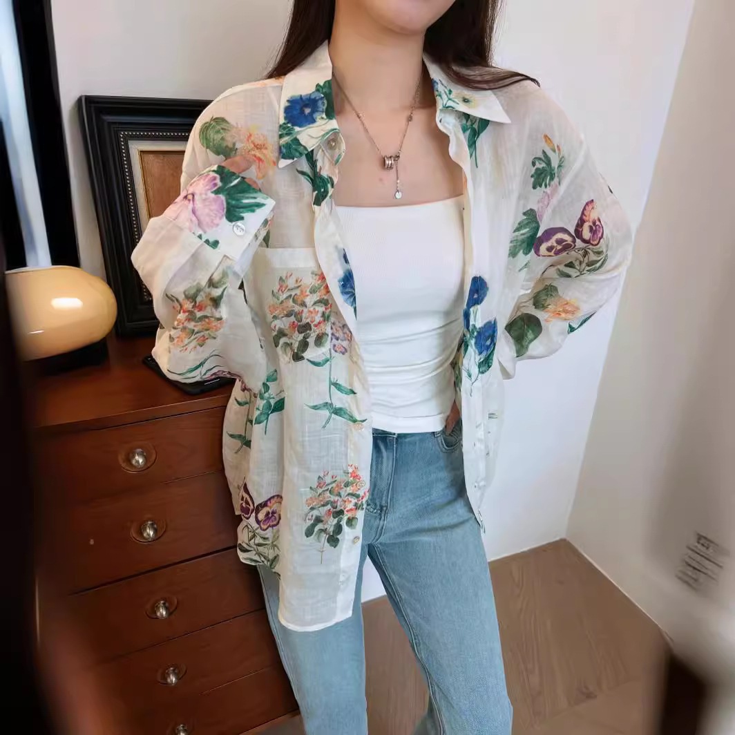 レディース シャツ 羽織 前開き 長袖 襟付き ポロカラー ワイド ストレート Iライン オーバーサイズ 2way 透け感 シースルー ボタン 薄手 かわいい 大人可愛い レトロ こなれ感 ラフ