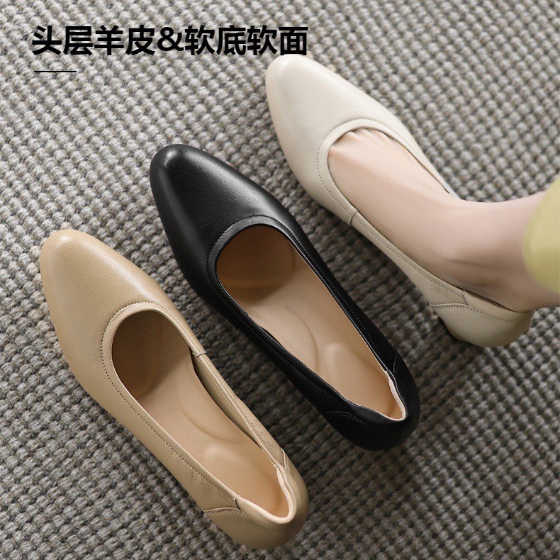 レトロなレイヤーシープスキン太いヒールルルルルルルルルルシンプルシンプルシンプルなマウスシューズワンローヒールシューズ