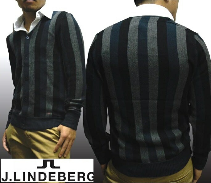 セール ジェイリンドバーグ メンズ カーディガン ストライプ サファリ ダーク ニット Jリンドバーグ J LINDEBERG ゴルフ インポート スポーツ LAカジュアル ウェア プレッピー ス