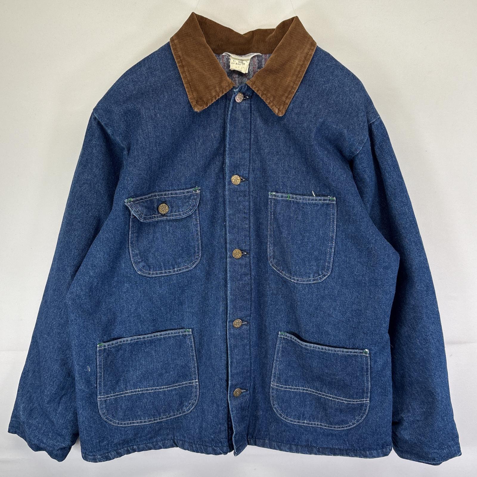 古着 70s/70年代 ヴィンテージ キー key USA製 カバーオール デニム ブランケットライナー 大きいサイズ ワーク 44 REGULAR ブルー メンズ