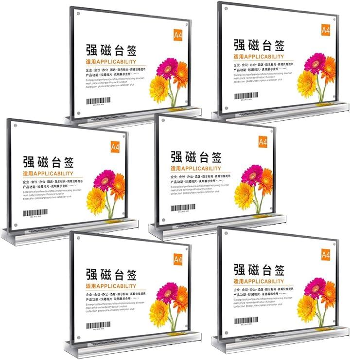 メニュースタンド アクリルスタンド パネルスタンド メニュー立て 屋外 卓上 A4 6個 横(ホワイト)