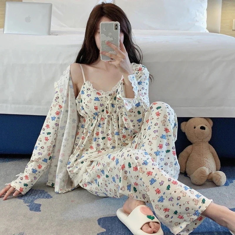 好評 一部即納！ルームウェア 楽ちんルームウェア 部屋着 寝間着 パジャマ女性春夏セクシーなスリング3点セットクッション付きホームウェアセット 韓国ファッション