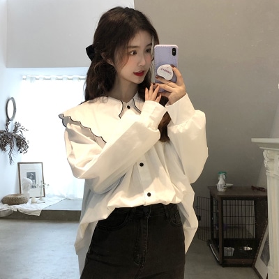トップス デート シャツ ブラウス カットソー 袖あり 長袖 かわいい 大人可愛い きれいめ シンプル カジュアル 大人 上品 おしゃれ お洒落 主役級 存在感 春 秋 10代 20代 30代