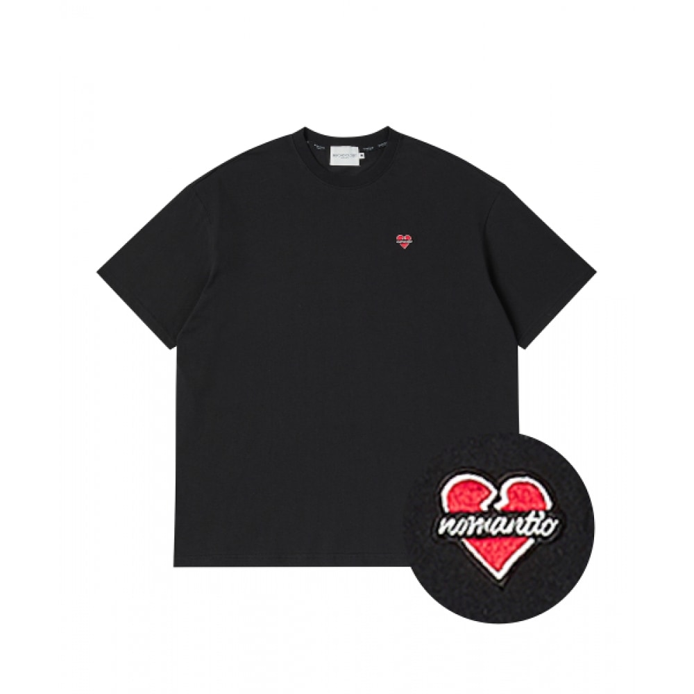 ビヨンドクローゼットノマンティックロゴソフトコットンショートスリーブ T シャツブラック