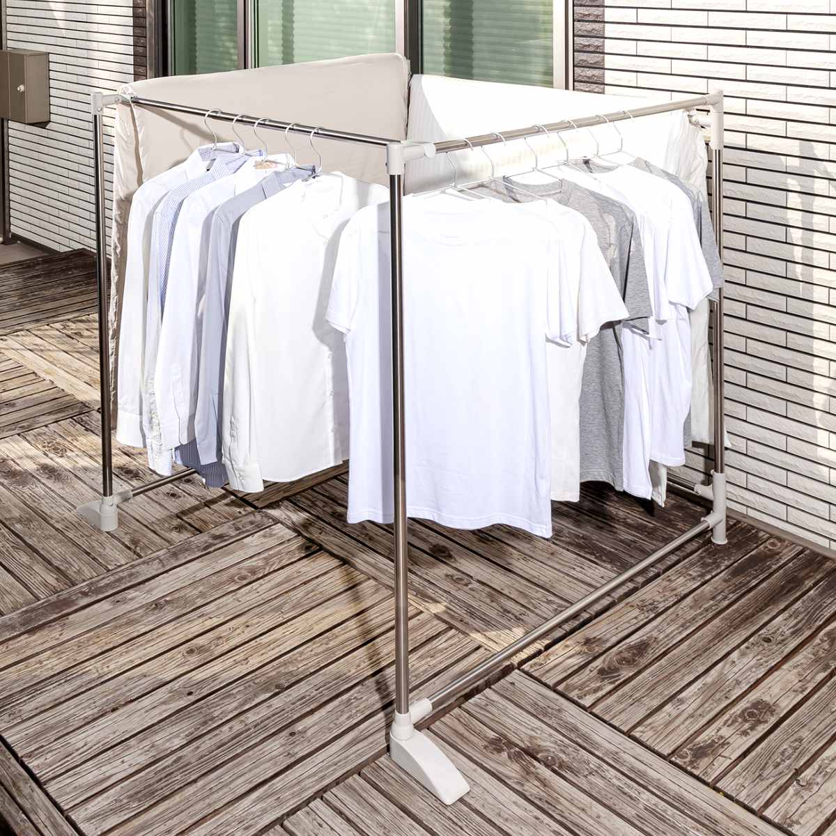物干し 布団干し 洗濯物干し 専用伸縮竿付 折りたたみ ステンクラー 室内物干し 3連 伸縮竿 洗濯 布団 ハンガー 室内 コンパクト 軽量 室内干し 部屋干し 洗濯物 スタンド 省スペース