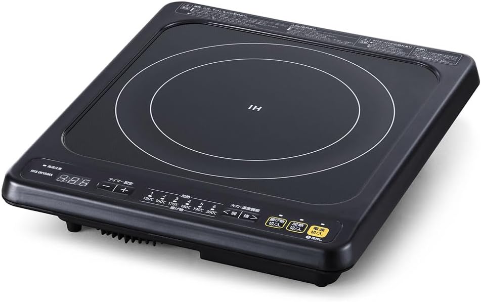 アイリスオーヤマ IHコンロ ビルトインタイプ 1口 100V 1400W 6段階加熱 タイマー付き ガラスプレート 取付工事必要 IHC-B113-B ブラック
