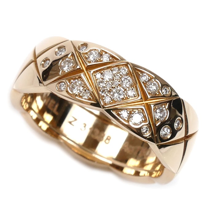 CHANEL シャネル K18PG ピンクゴールド ココクラッシュ ミディアム リング・指輪 J11101 ダイヤモンド 13号 53 8.4g レディース 中古 美品