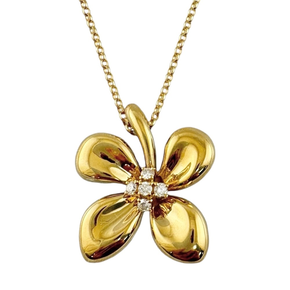 ミキモト ネックレス 18金 K18イエローゴールド ダイヤモンド MIKIMOTO 中古 美品