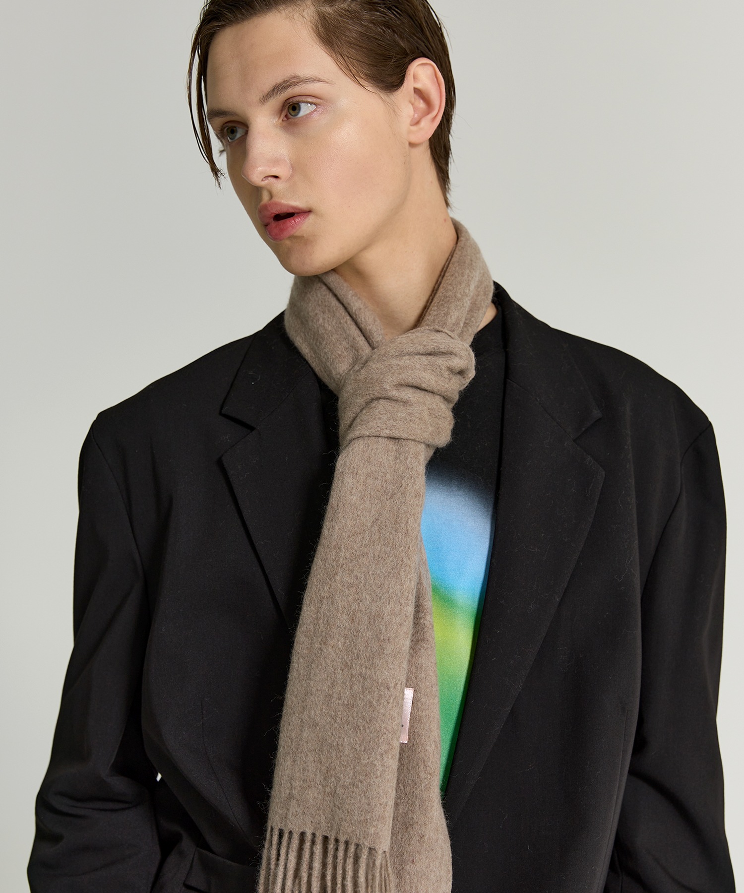 リクロウ RC ランド 100% カシミアマフラーブラウン